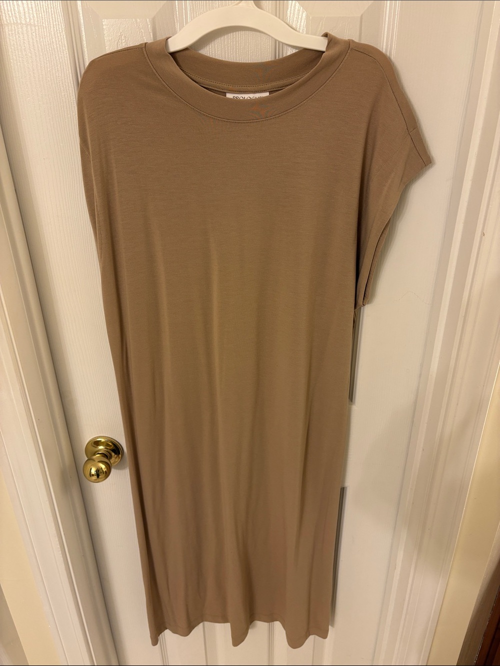 Prologue Taupe Midi Crewneck Dress